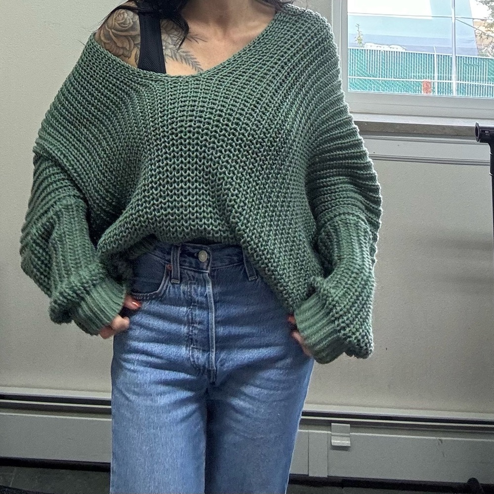 Chunky Knit Green Sweater